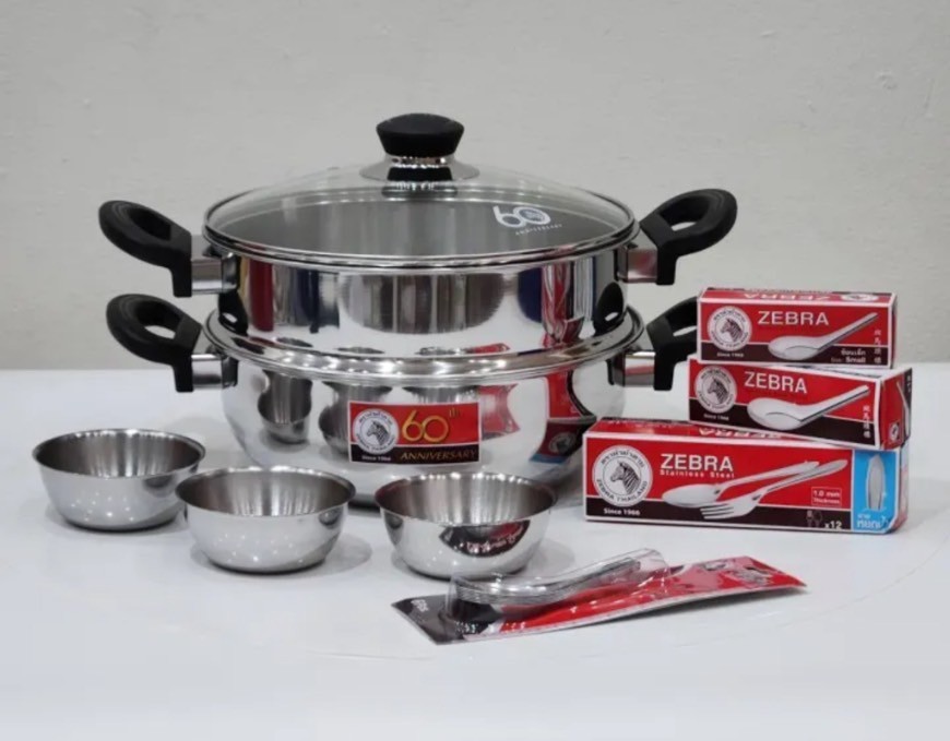 Thai Zebra Brand 60th Anniversary”Together”Casserole Pot & Steamer Plate 26 cm