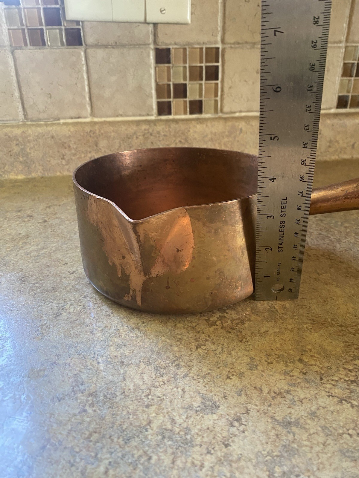 FRENCH COPPER 1.75 Qt. HOLLOW HANDLE SUGAR POT w/ SPOUT