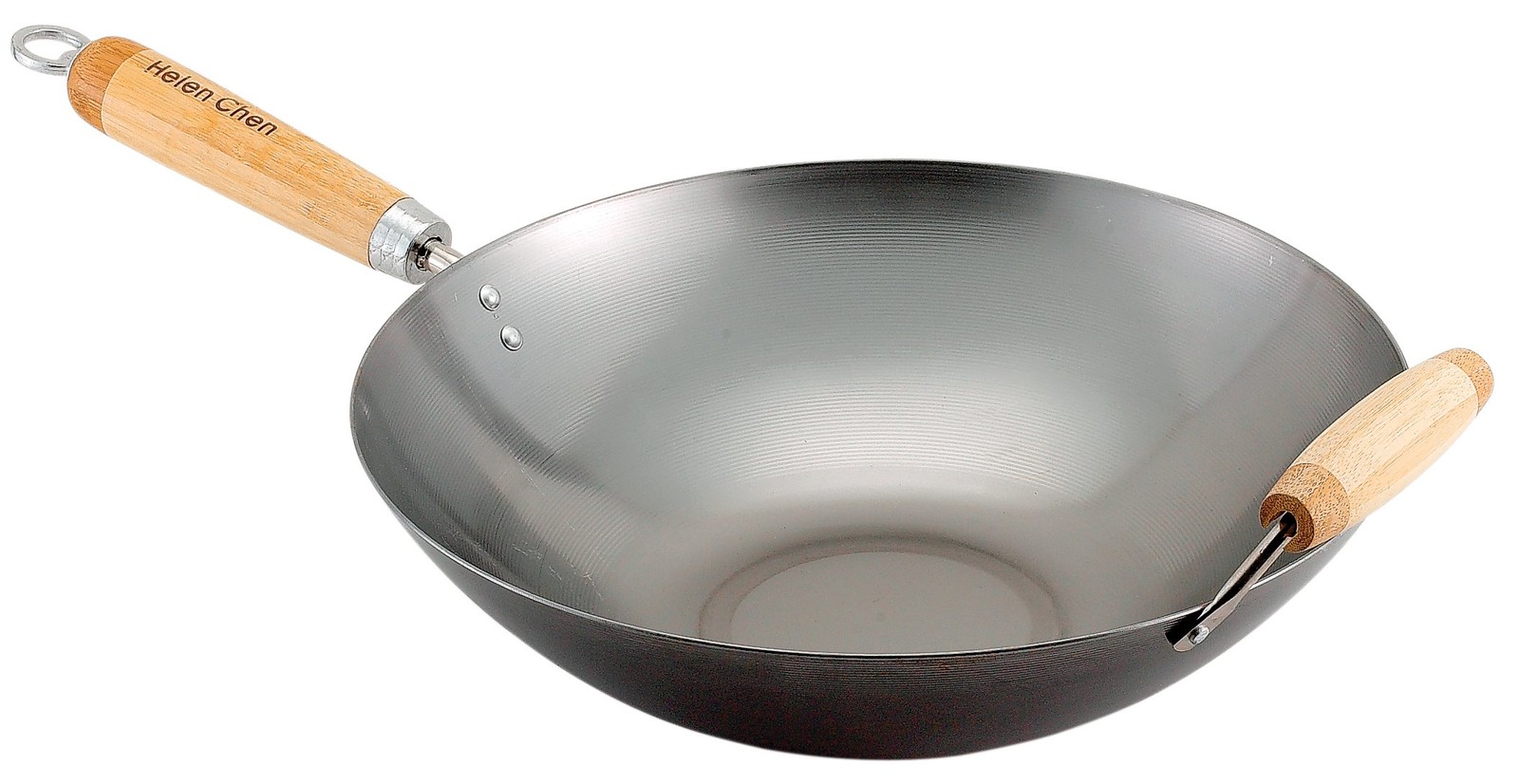 14-Inch Carbon Steel Wok with Bamboo Handle for Asian Cooking