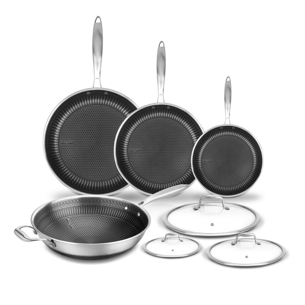 NutriChef Aluminum Pan Set – Triply Stainless Steel, Non-Stick 7 Pcs, 19.98lbs
