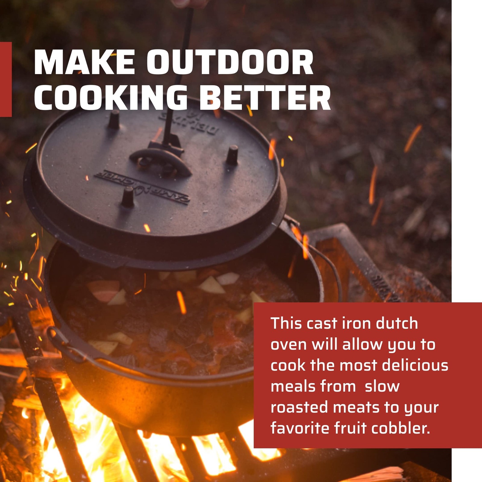 Camp Chef Do10-6 Quart Dutch Oven Pre-Seasoned Cast Iron Lift Tool And Lid Do-10
