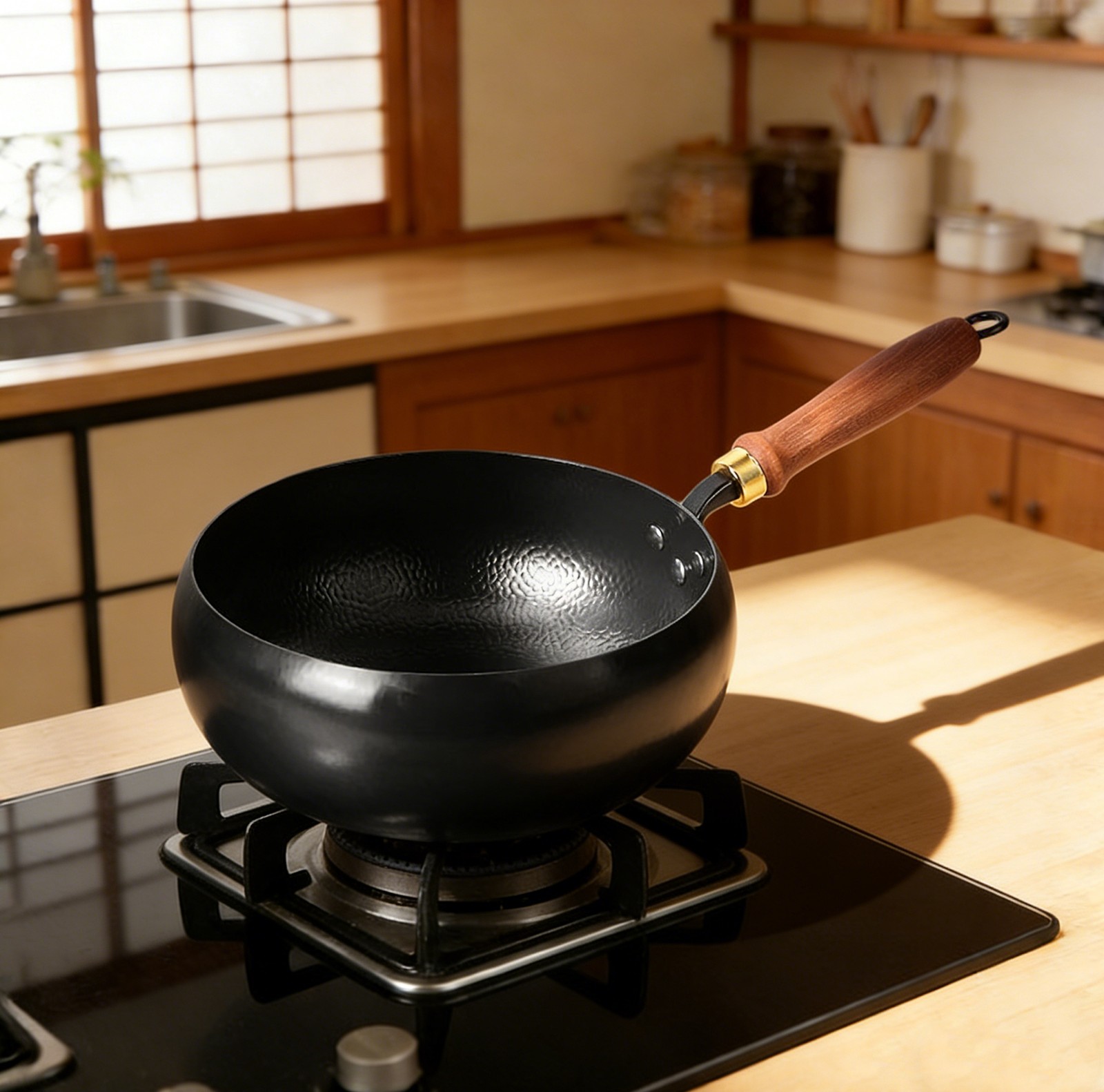 10-Inch Iron Wok Traditional Handmade Non-stick Pan Non-coating Cooker Cookware