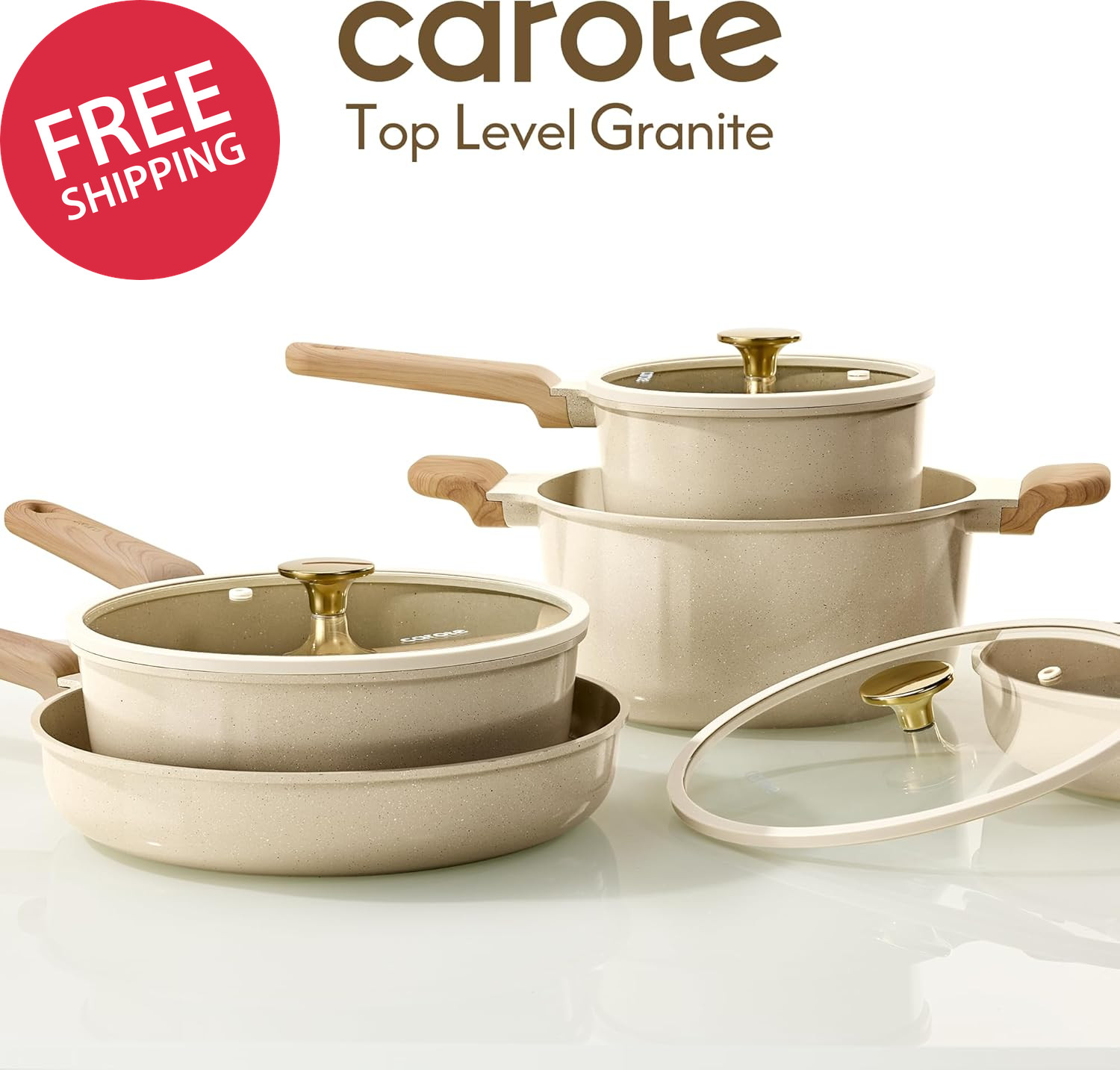 14 Pcs Pots and Pans Set Non Stick Ceramic Cookware Set Non-Toxic Kitchen