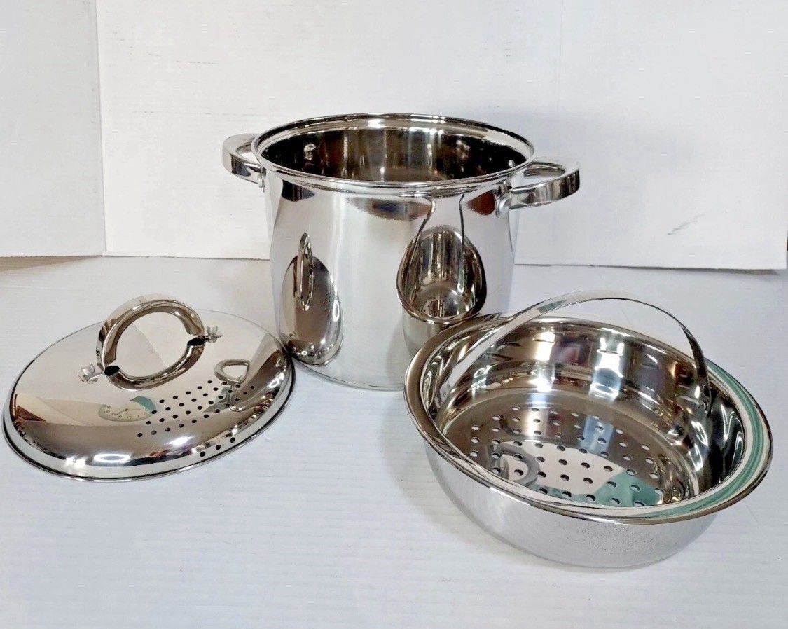 5 Quart Stainless Steel Pasta Pot w Strainer Lid & Steamer Basket 3pc NEW Oster