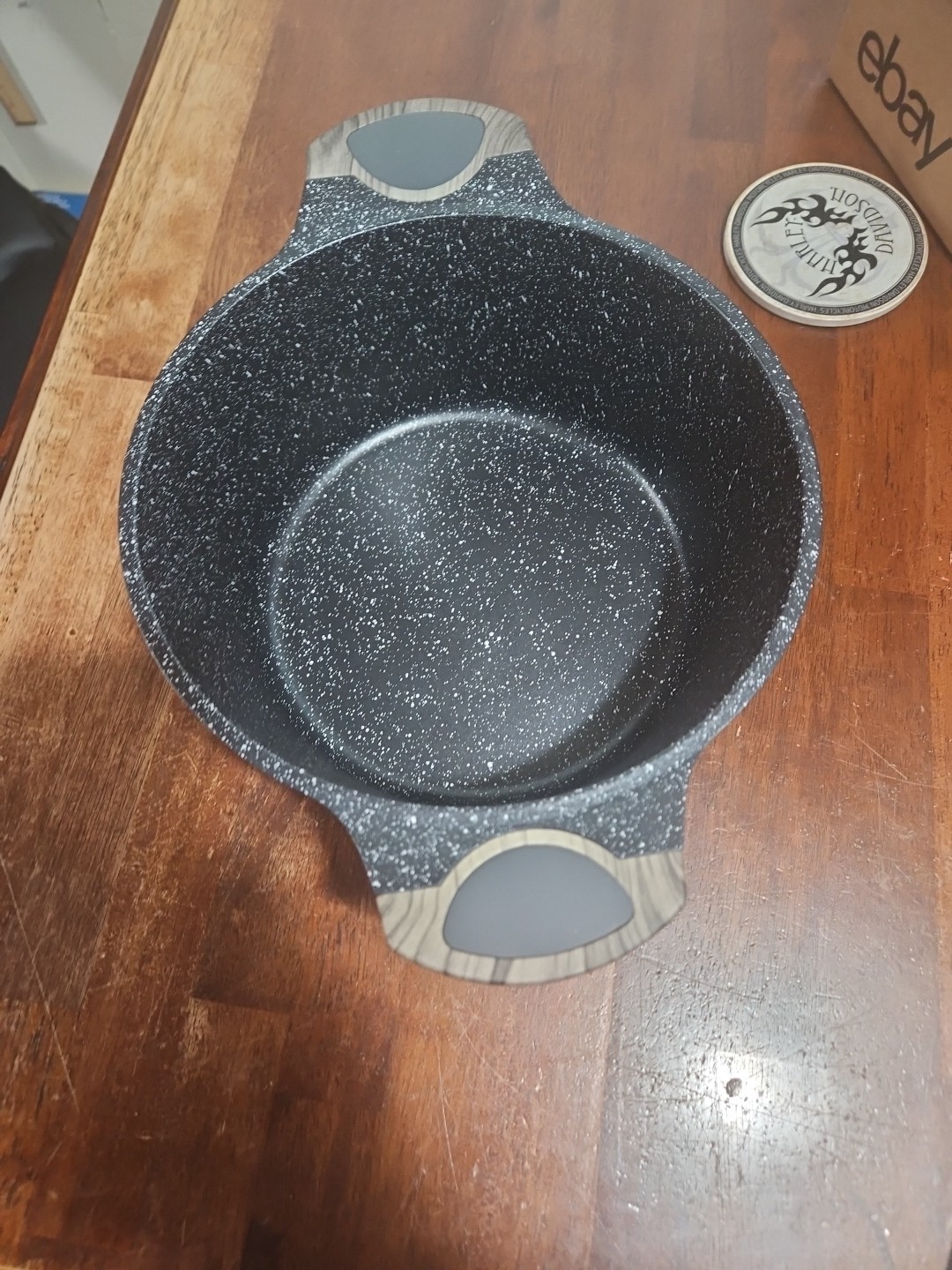 D&W Premium Cookware 9.5in Stock Pot with Lid Non-stick 4.5QT Charcoal Color