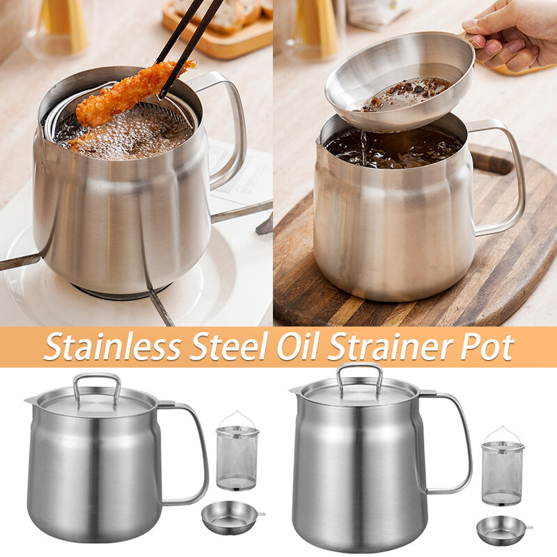 2-in-1 304 Stainless Steel Multifunctional Oil Strainer Pot Kitchen Deep Fryer