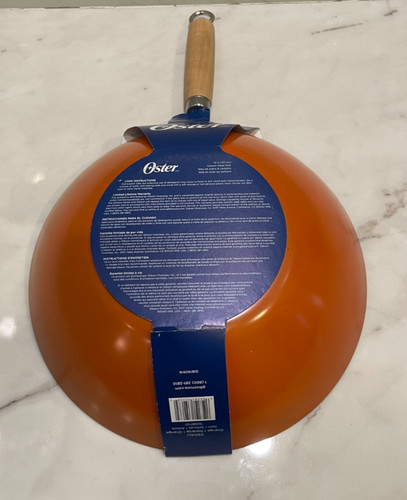 OSTER CARBON STEEL WOKS. 12 IN NON STICK. ORANGE, FREE SHIPPING