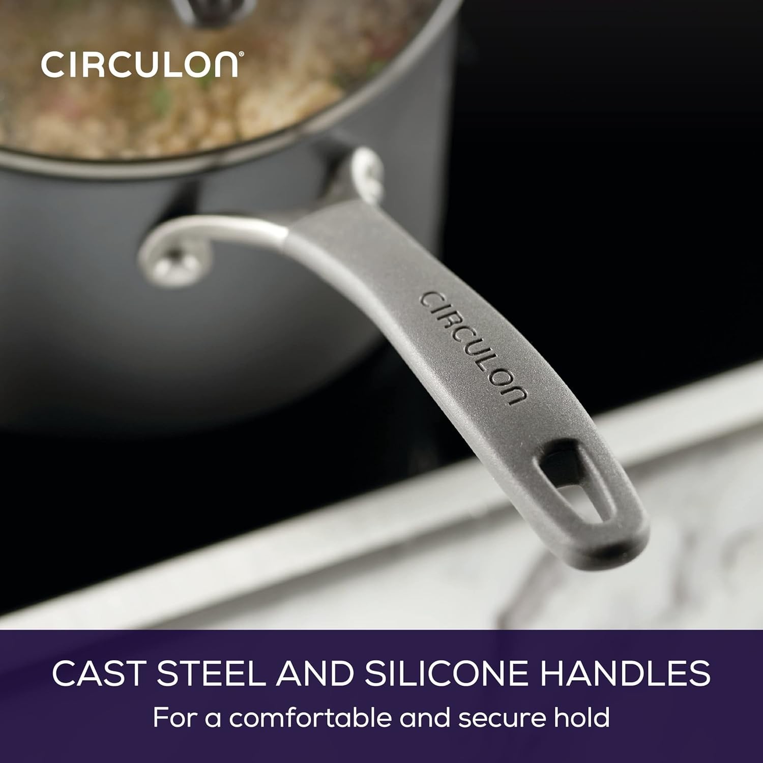 A1 Series w/ ScratchDefense Nonstick Induction Straining Sauce Pan with Lid, 3-