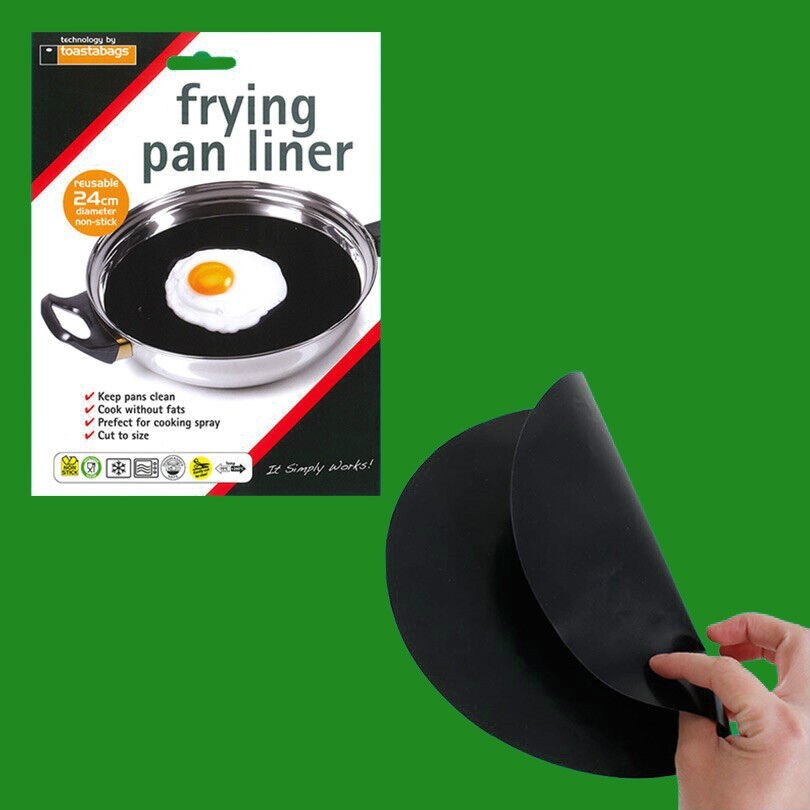6x 24cm Reusable Non-Stick Black Frying Pan Liner for Healthy Cooking