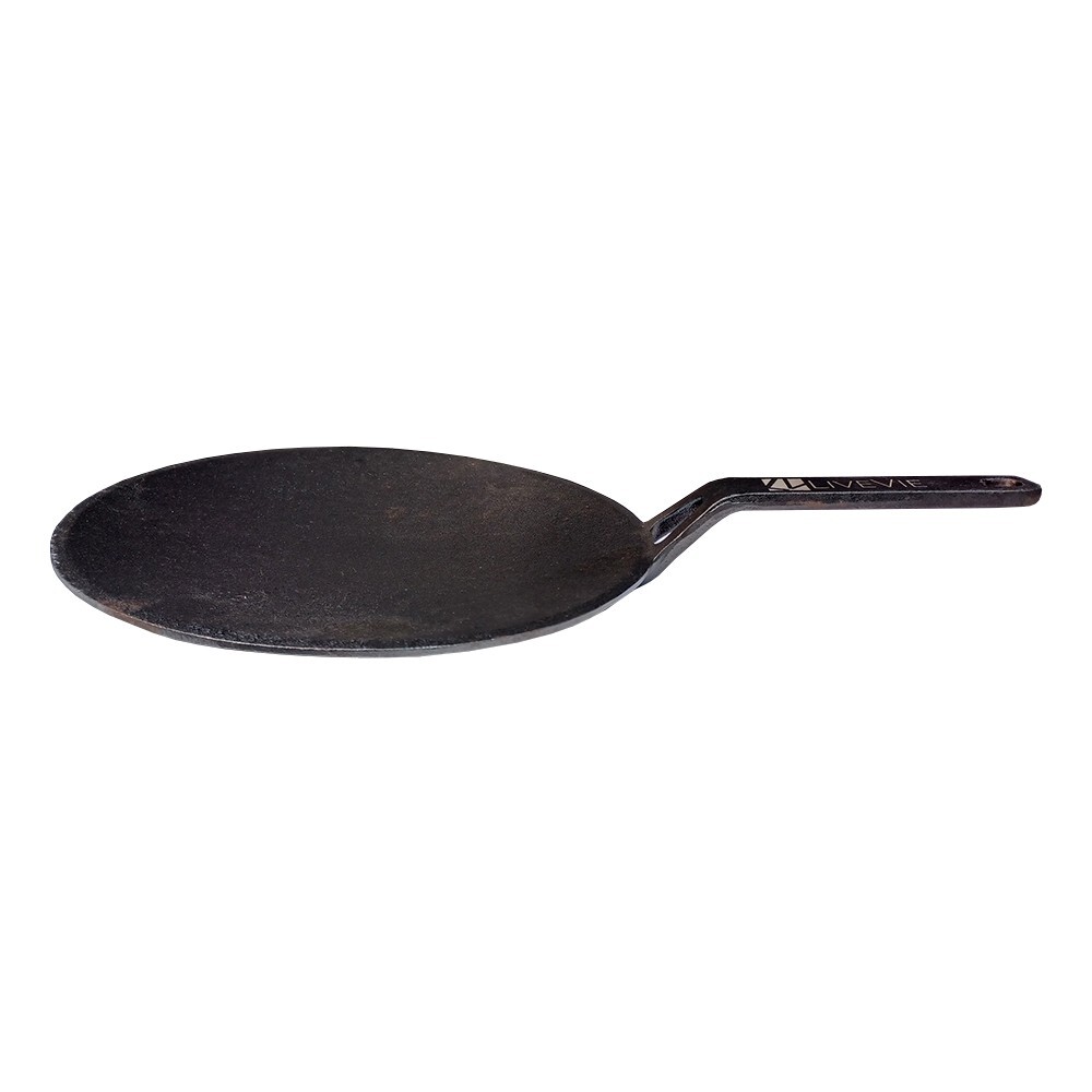 Livevie Cast Iron Roti Tawa for Cooking, Pre-Seasoned Tawa Pan