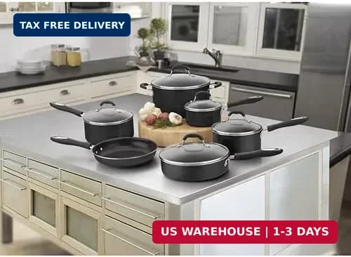 Cuisinart Advantage Nonstick Cookware Set, 11-Piece Pots and Pans Cooking Set wi
