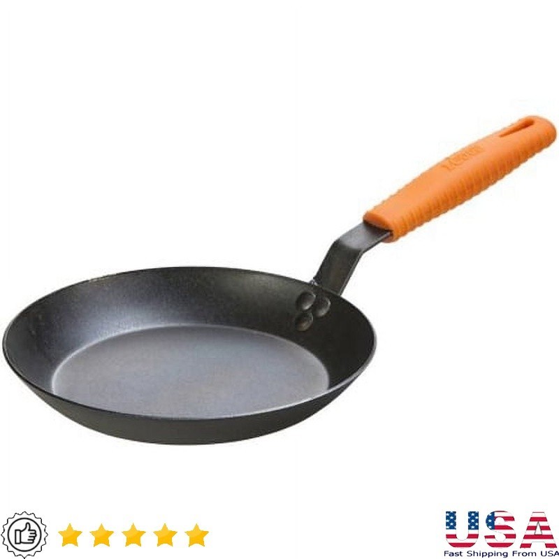 10 Inch Carbon Steel Skillet Pre-Seasoned Non Stick Cooking Pan Chef Tool New