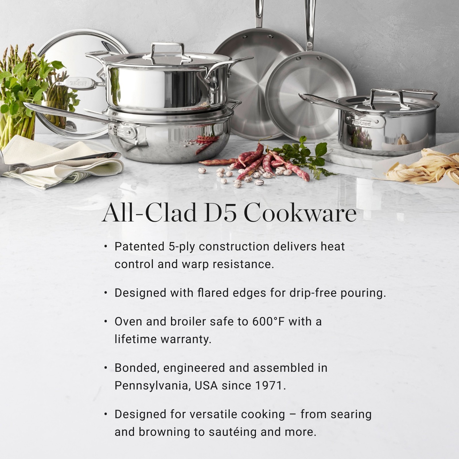 All-Clad D5® Stainless-Steel French Skillet, Set of 2