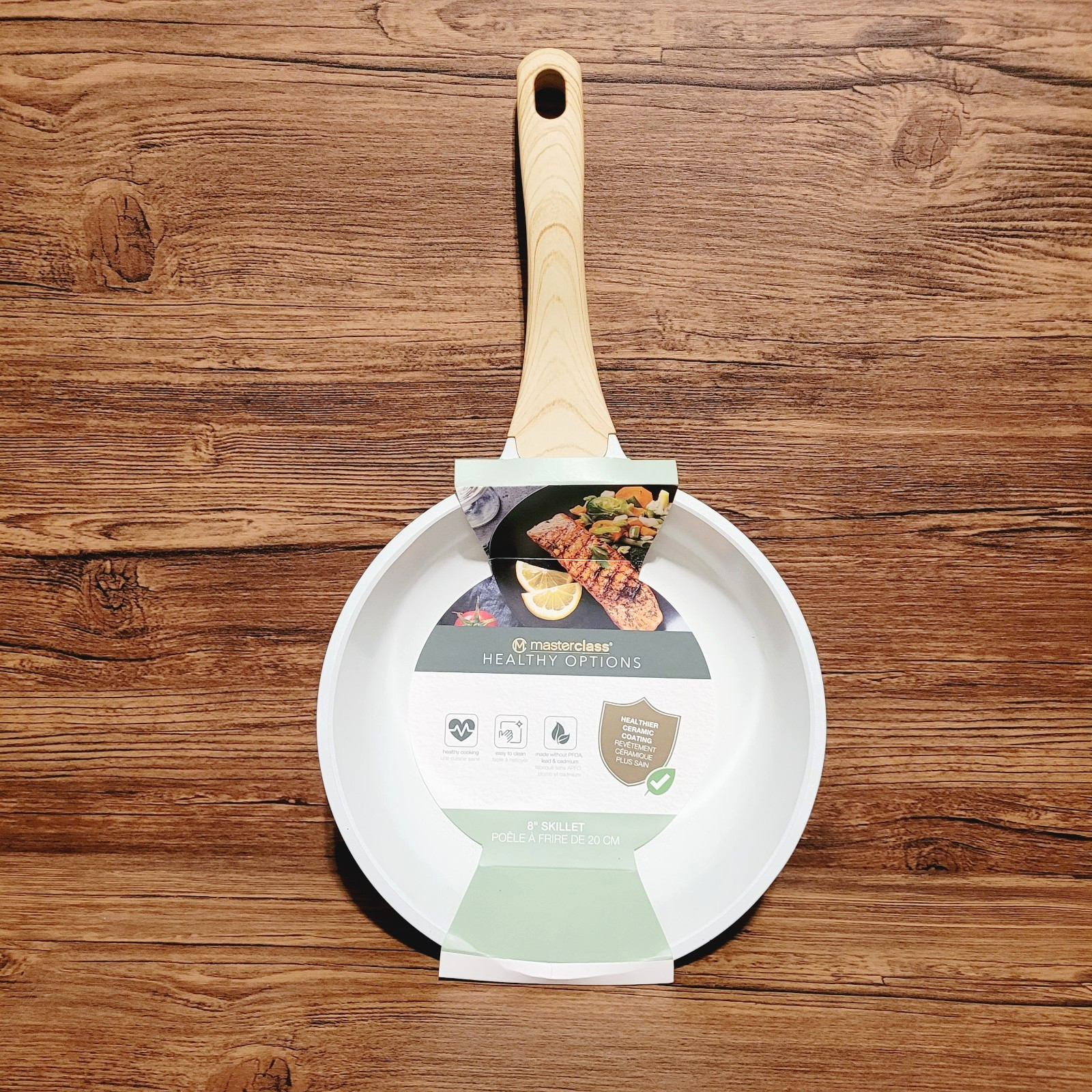 Masterclass Healthy Options 8″ Frying Pan Skillet Ceramic Coating White NEW
