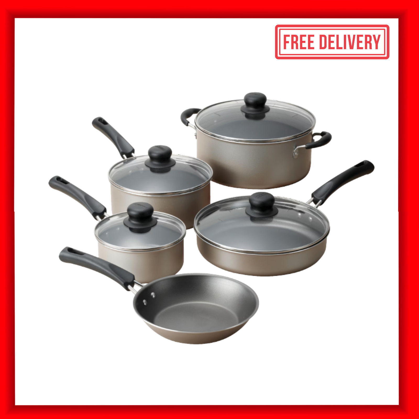 [HOT SALE] Tramontina Nonstick 9 Pc Cookware Set Champagne Color