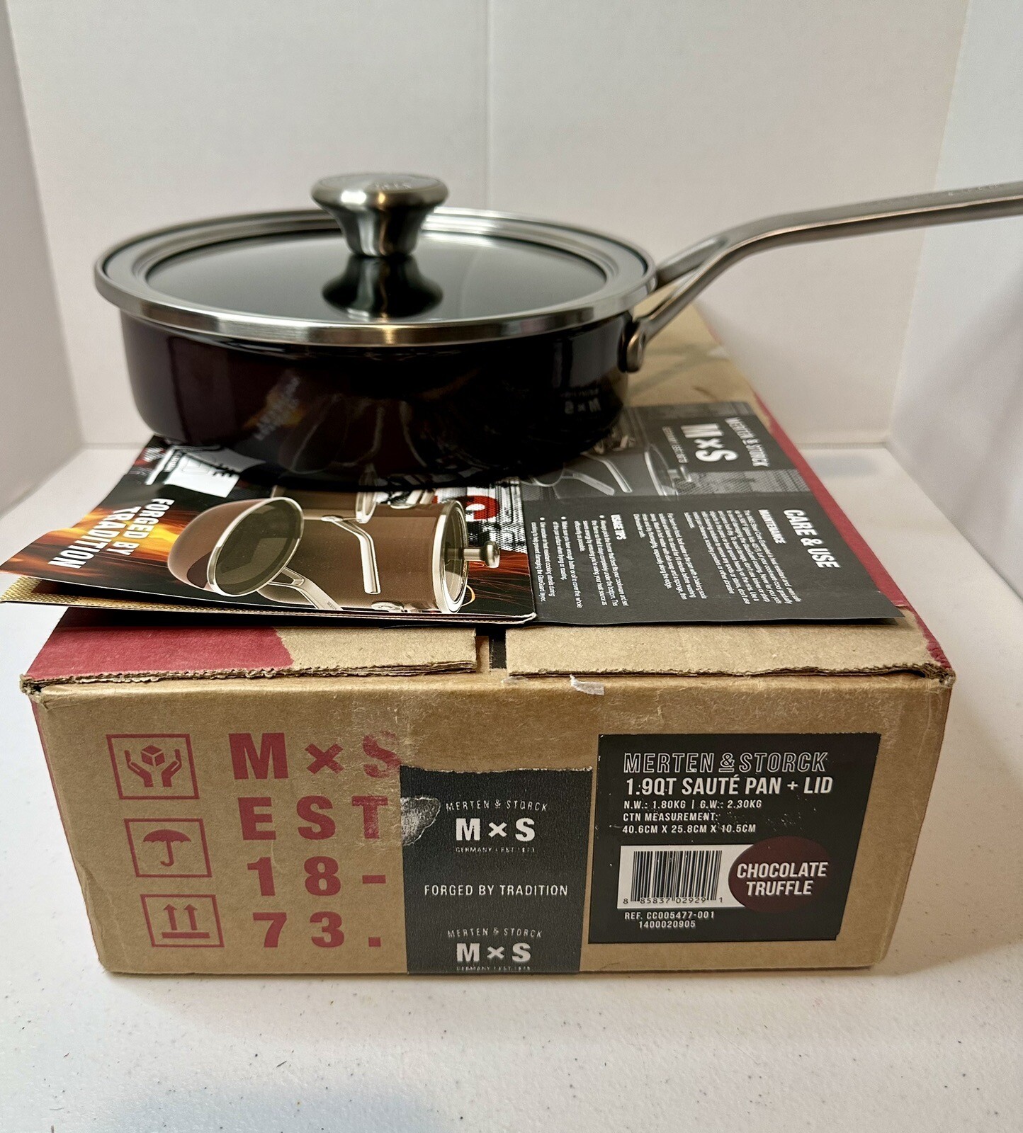 Merten & Storck Steel Core Enameled Cookware 1.9QT Sauté Pan + Lid