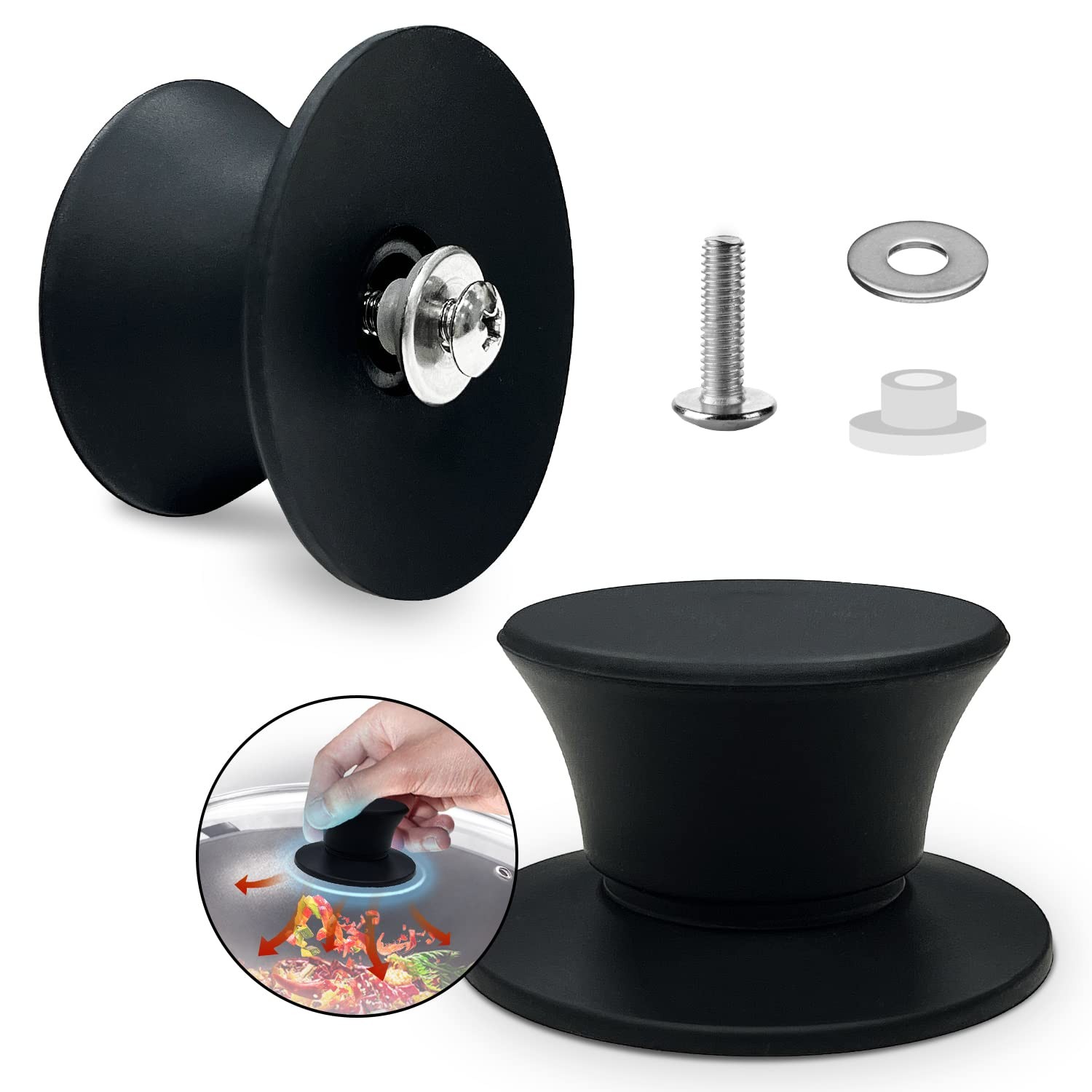 Pot Lid Replacement Knobs – Heat Resistant, Non-Slip Silicone Handles (2 Pack)