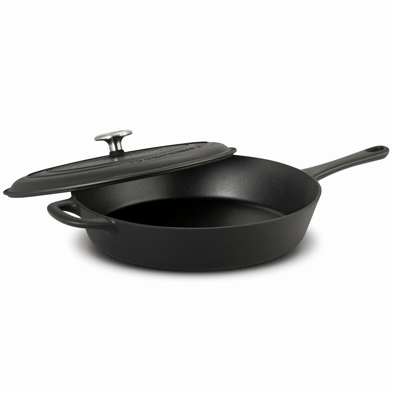 Tramontina 12″.5 Covered Cast Iron Skillet W/ Stainless Steel Knob Lid