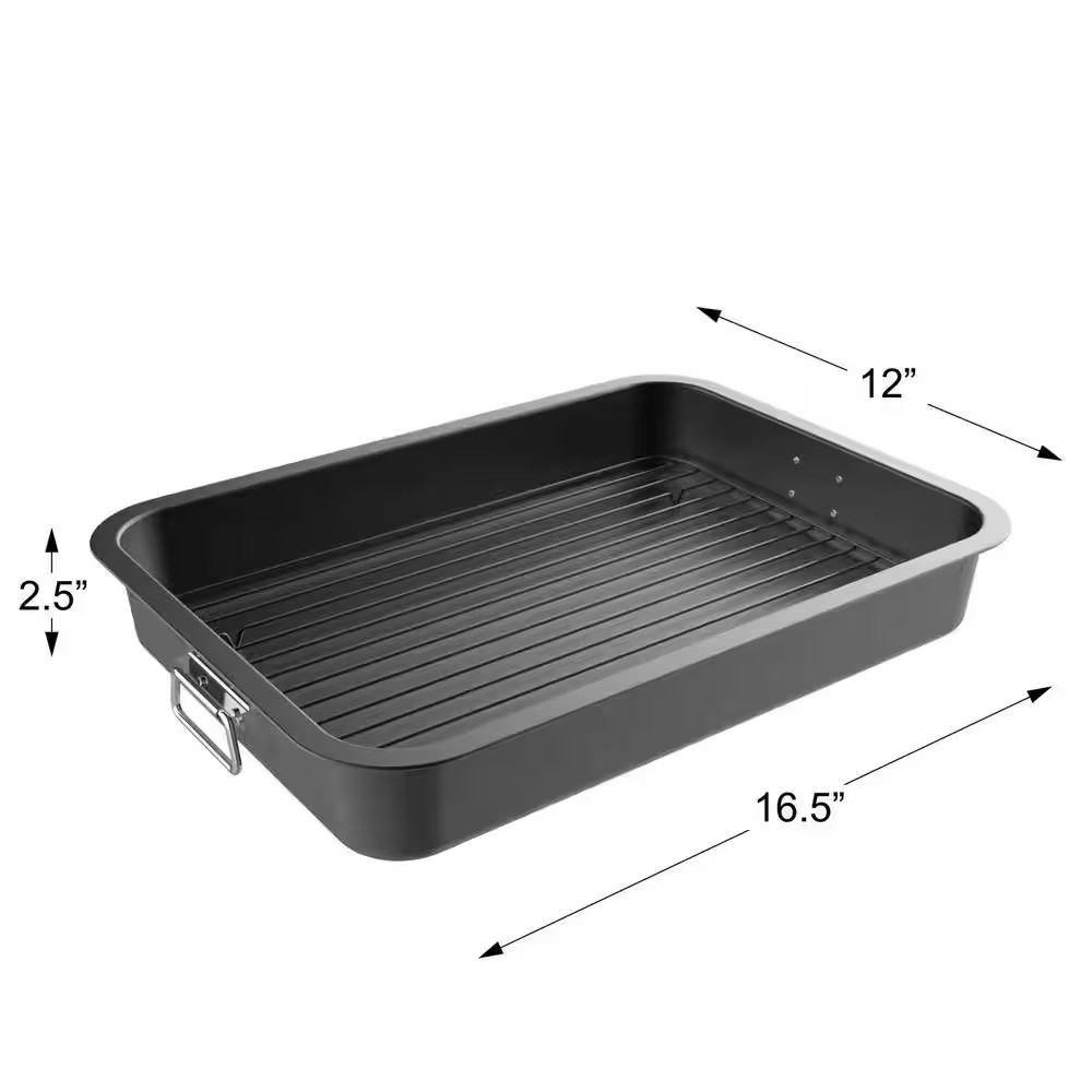 Heavy Duty Nonstick Roasting Pan with Flat Rack