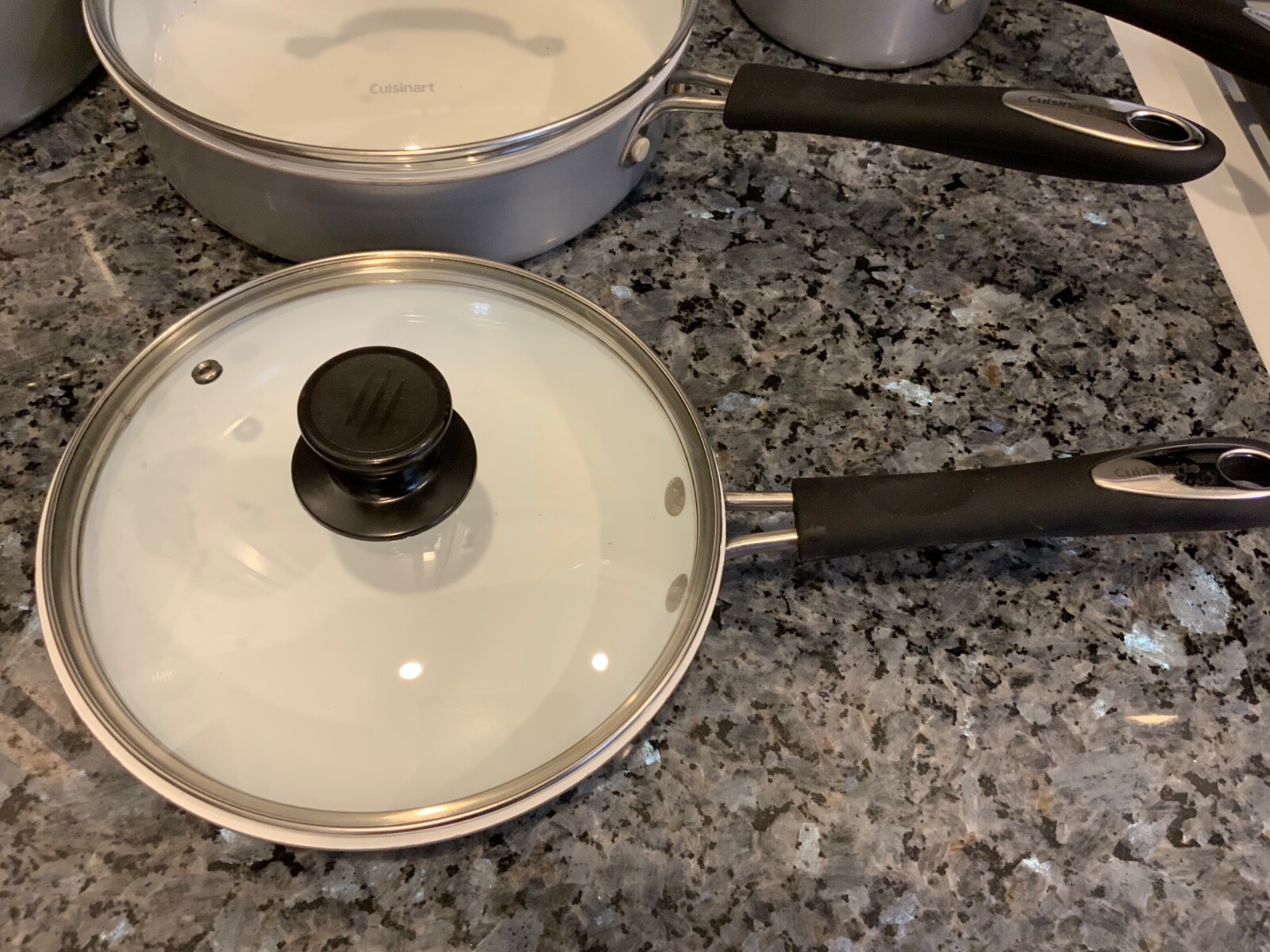 Cuisinart 8 PC Stainless Steel Cookware Set Light Silver WITH WHITE ENAMEL