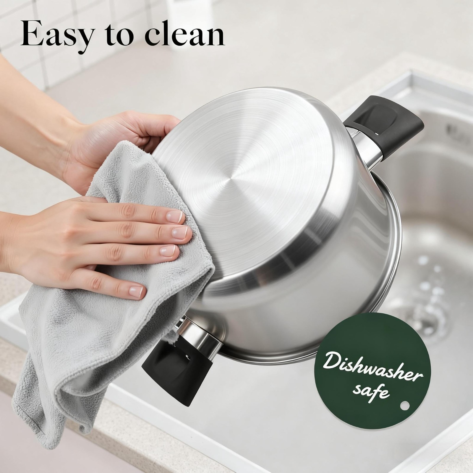 14-Piece Stainless Steel Cookware Set, Non-Toxic Pots & Pans, Dishwasher Safe, S