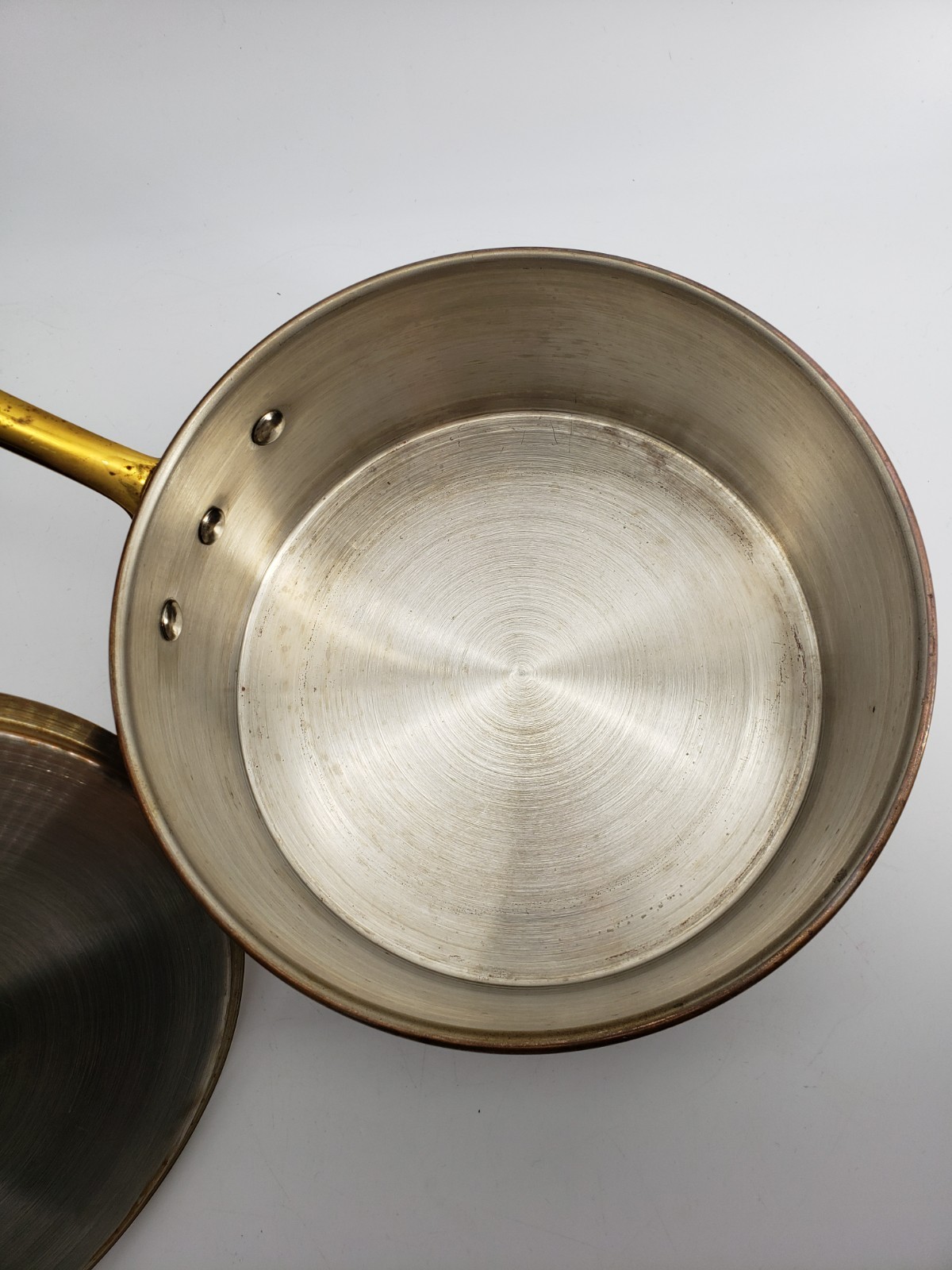 Vintage Copper 1.5qt Saucepan with Lid Brass Handles Made in Korea