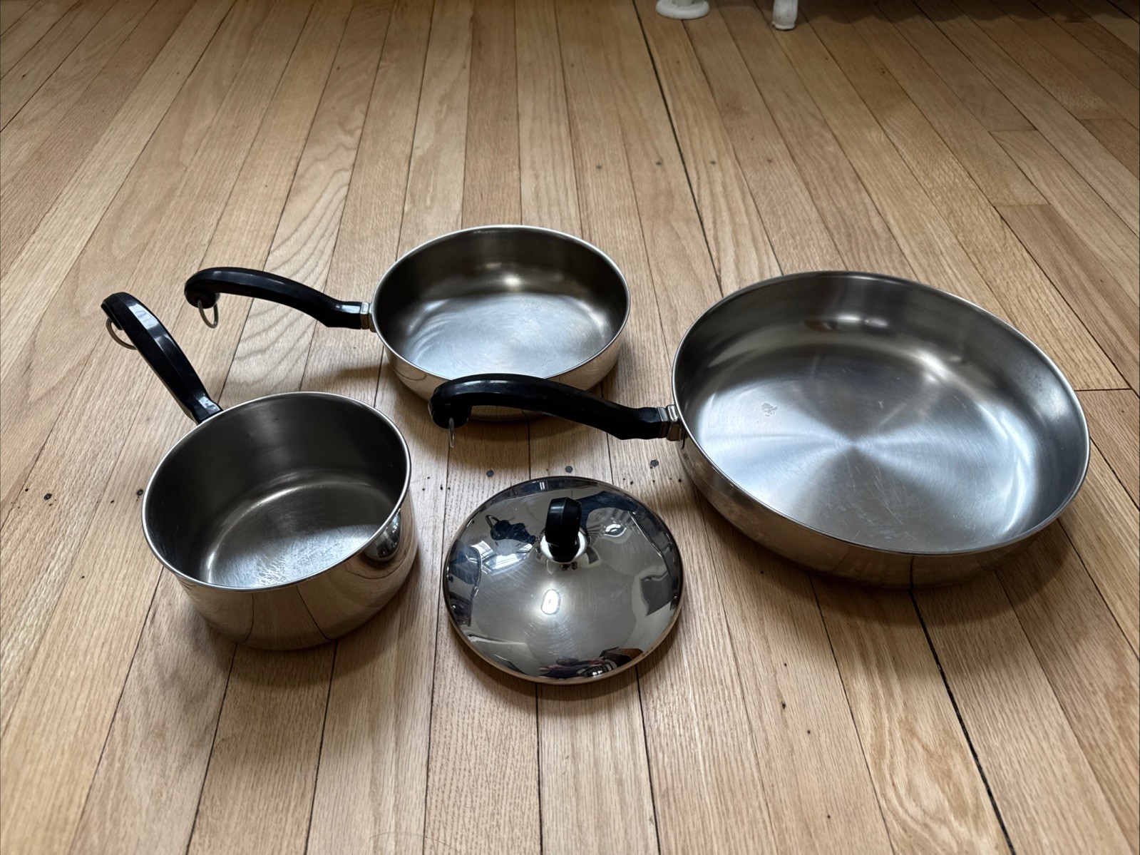 Faberware Aluminum Clad Stainless 8” 10” cooking pan skillet 1 qt Pot Lid Lot