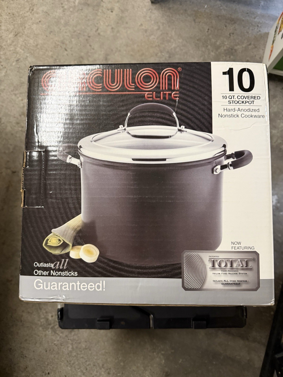 Brand New Circulon Elite Hard-Anodized Non Stick 10qt Stockpot With Glass Lid