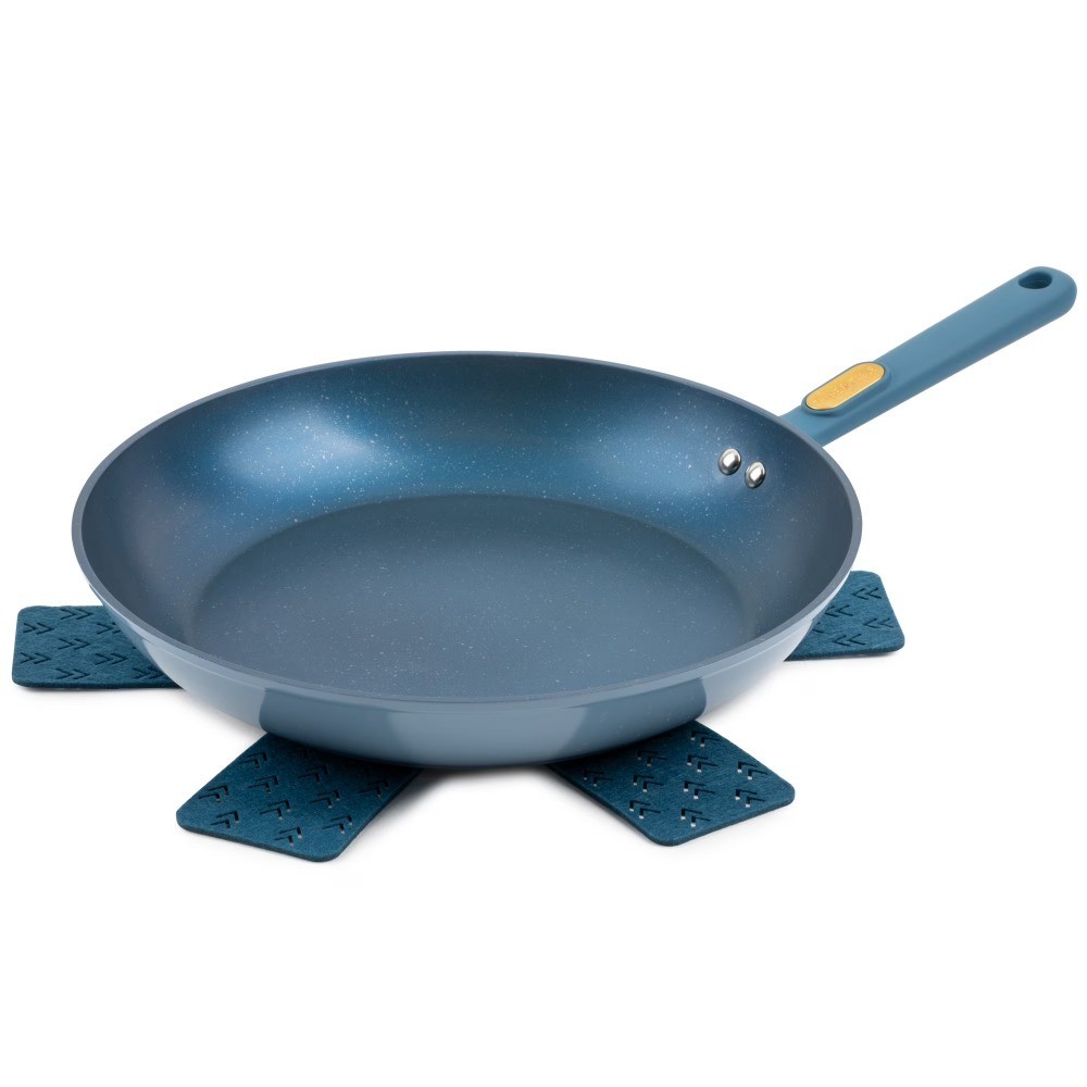 Non-Stick Granite Blue Frying Pan 12.5 Inch Ceramic Coating Oven Safe Cookware