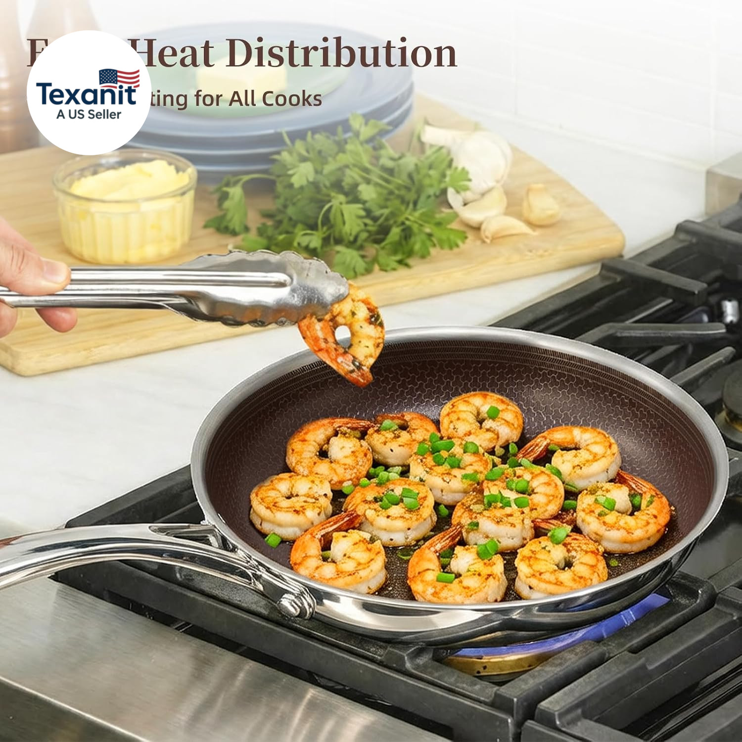 Hybrid Ceramic Nonstick 5-PC Fry Pan Set,8,10,12 Inch Frying Pans with Tempered