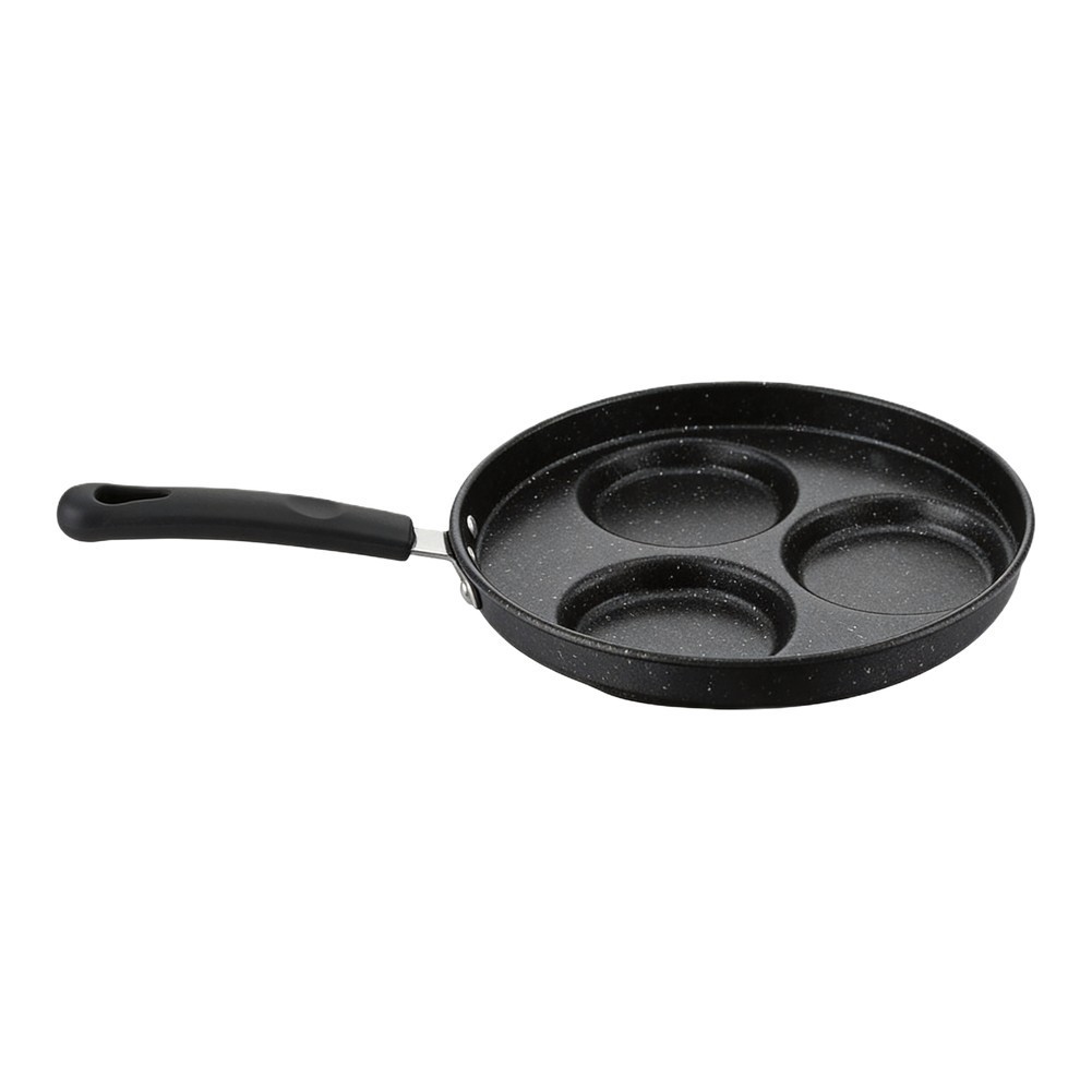 Black Stone Coated 4 Hole Griddle Pan 23cm for Omelettes Egg Patties Cooking