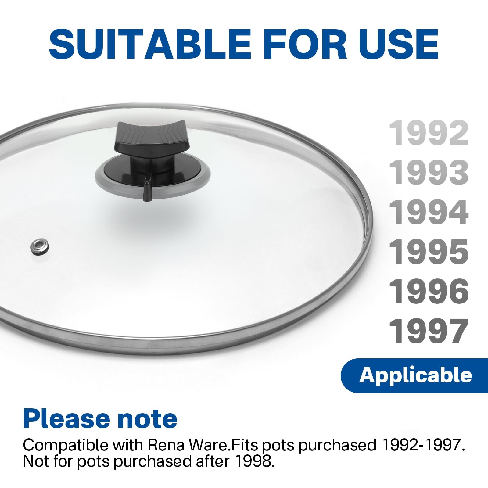 Lid Knob Replacement 1725X With Vent Compatible with Rena Ware 1992-1997 Pots
