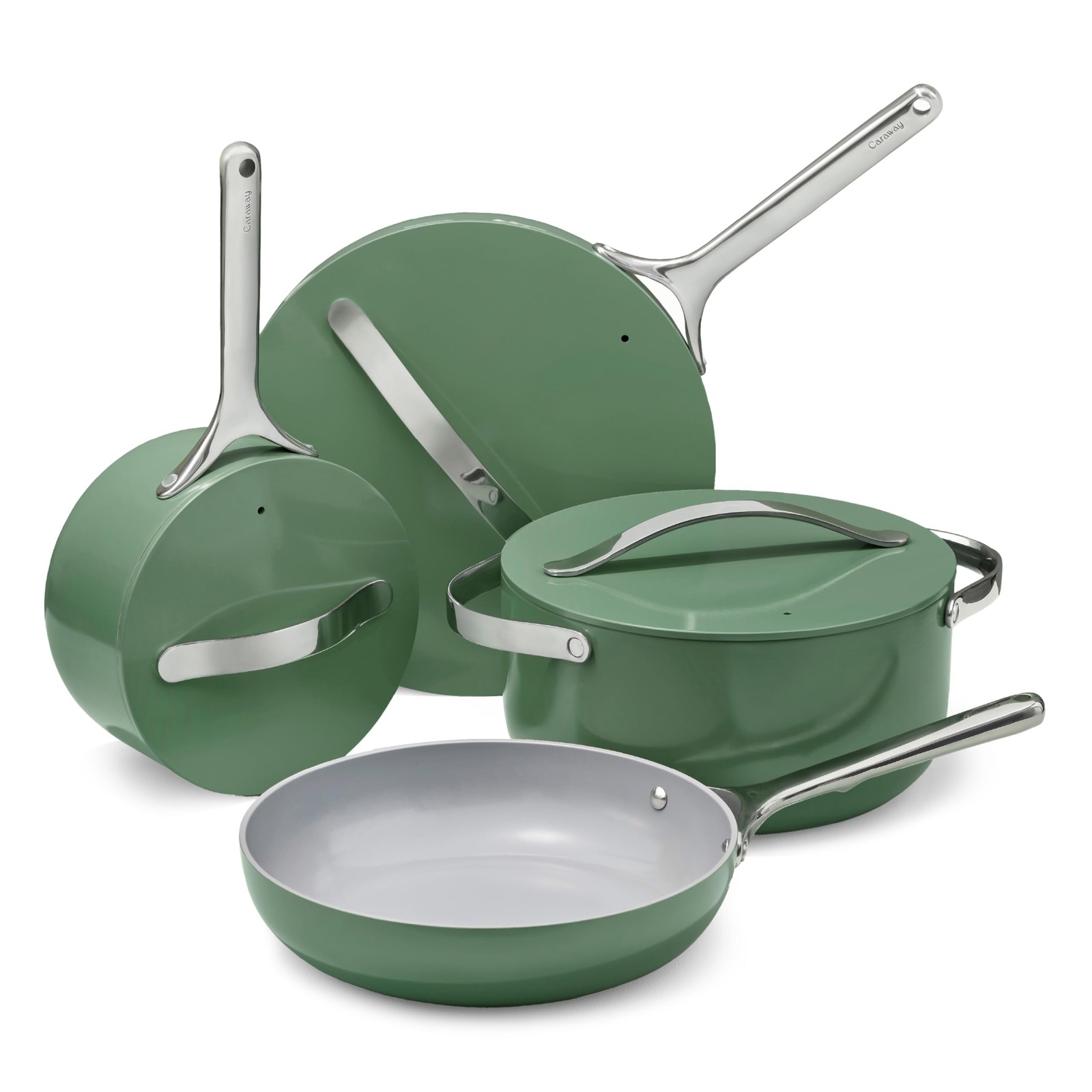 Caraway Nonstick Ceramic Cookware Set (12 Piece) Pots, Pans, Lids and Kitchen