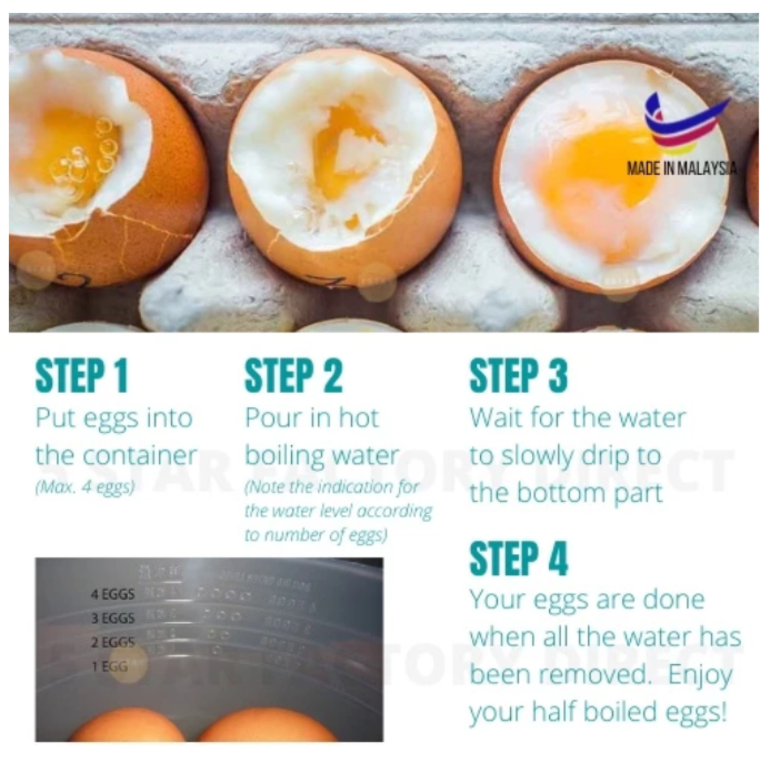 Half Boiled Egg Maker Malaysian Recipe Original Made in Malaysia