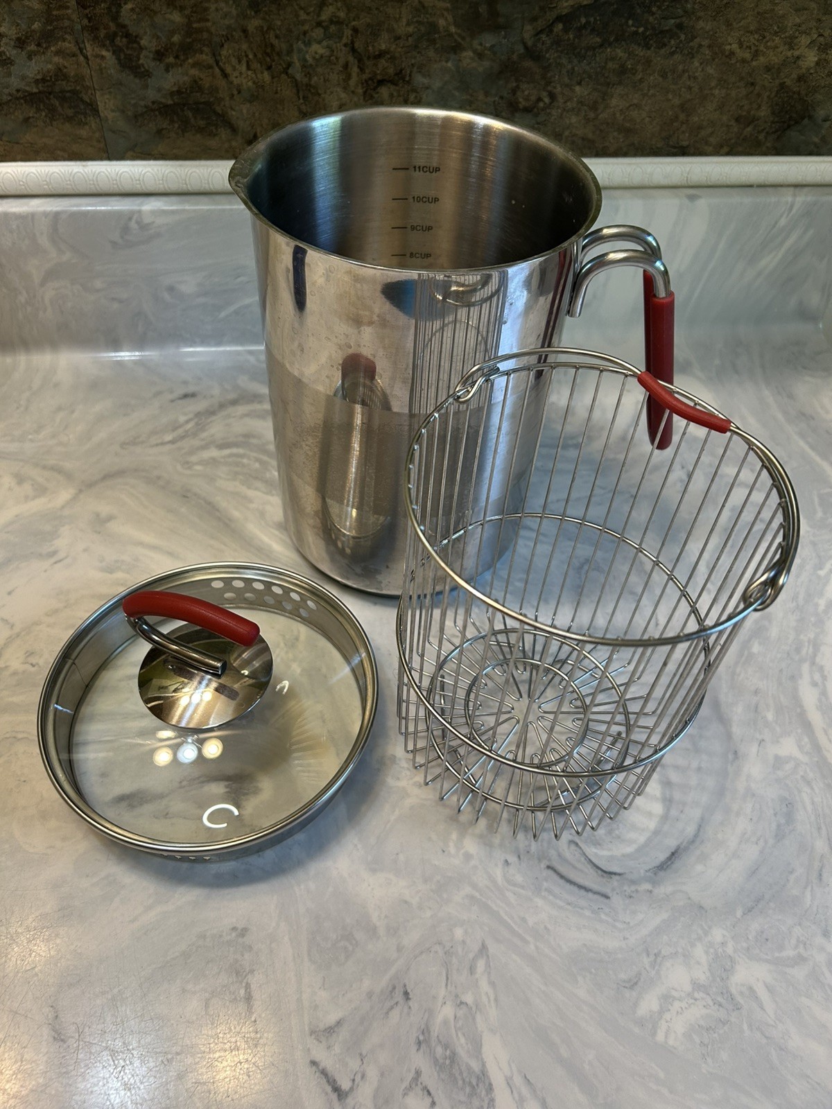 Kuhn Rikon 4th Burner Asparagus Pasta Tall Pot Steamer Lid & Basket Stainless
