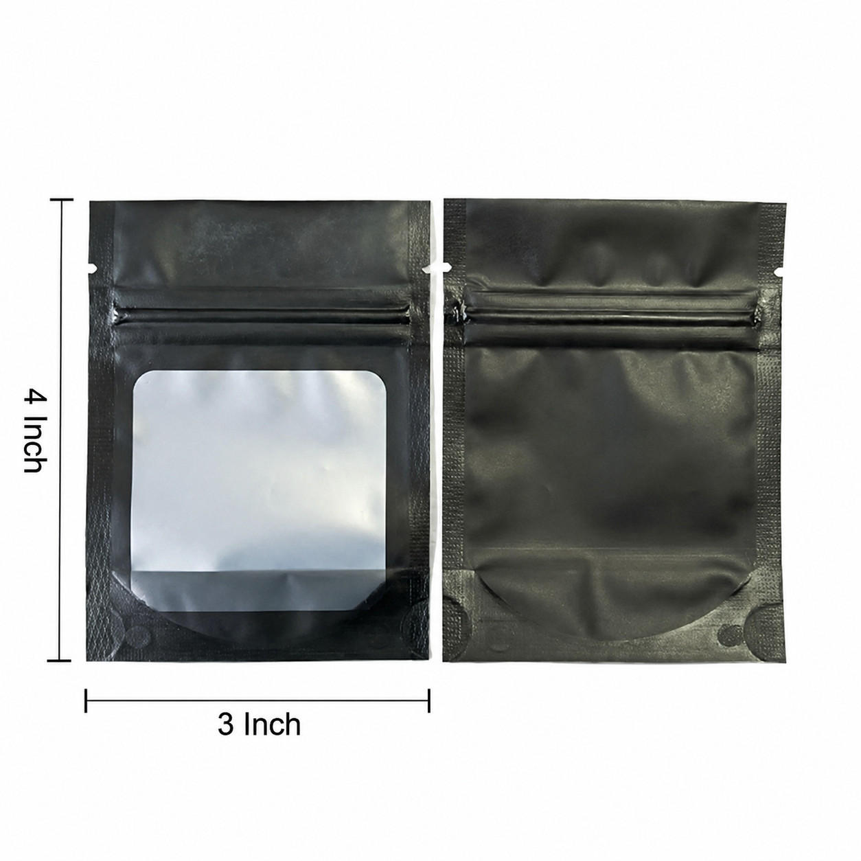 Smell Proof Mylar Resealable Foil Pouch Bags 3×4 Inches (Matte Black – 100 pack)