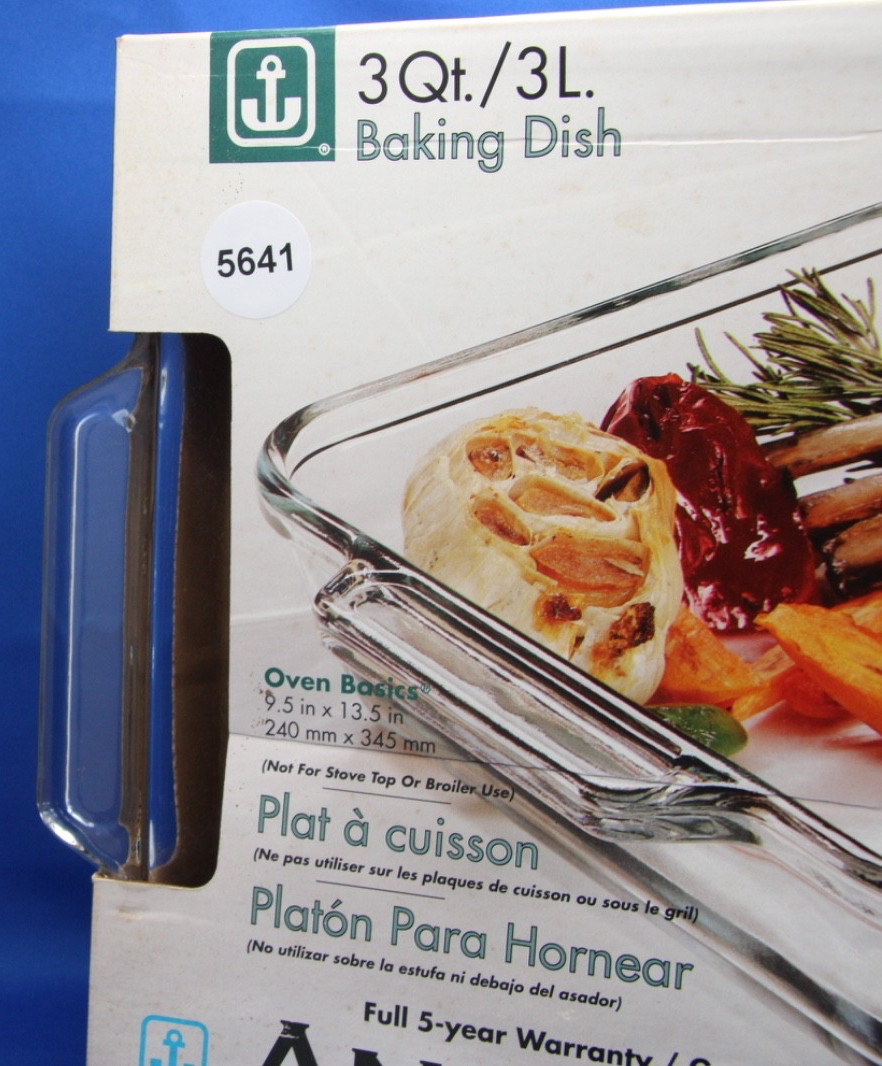 Anchor Hocking 3qt. Oven Basics 9″x13″ Rectangular Baking Dish Clear Glass USA