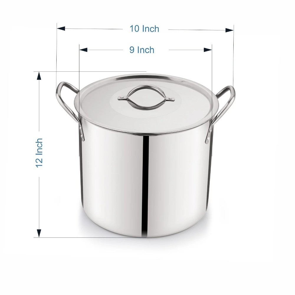 Large Stainless Steel Stock Pot with Lid 8 Quart Heavy Duty Induction Compatible