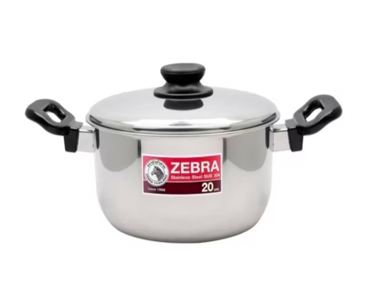20/ 22/24 CM Zebra Stainless Steel Pot with Lid 3 Layered Bottom – assorted size