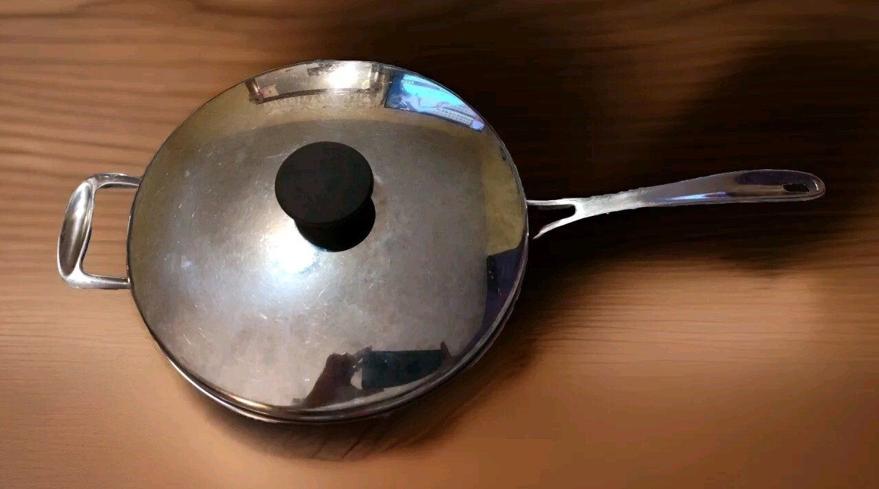 Maxam Cast Stainless 3 Ply 10″ Skillet Saute pan & Lid USA Stainless Handles
