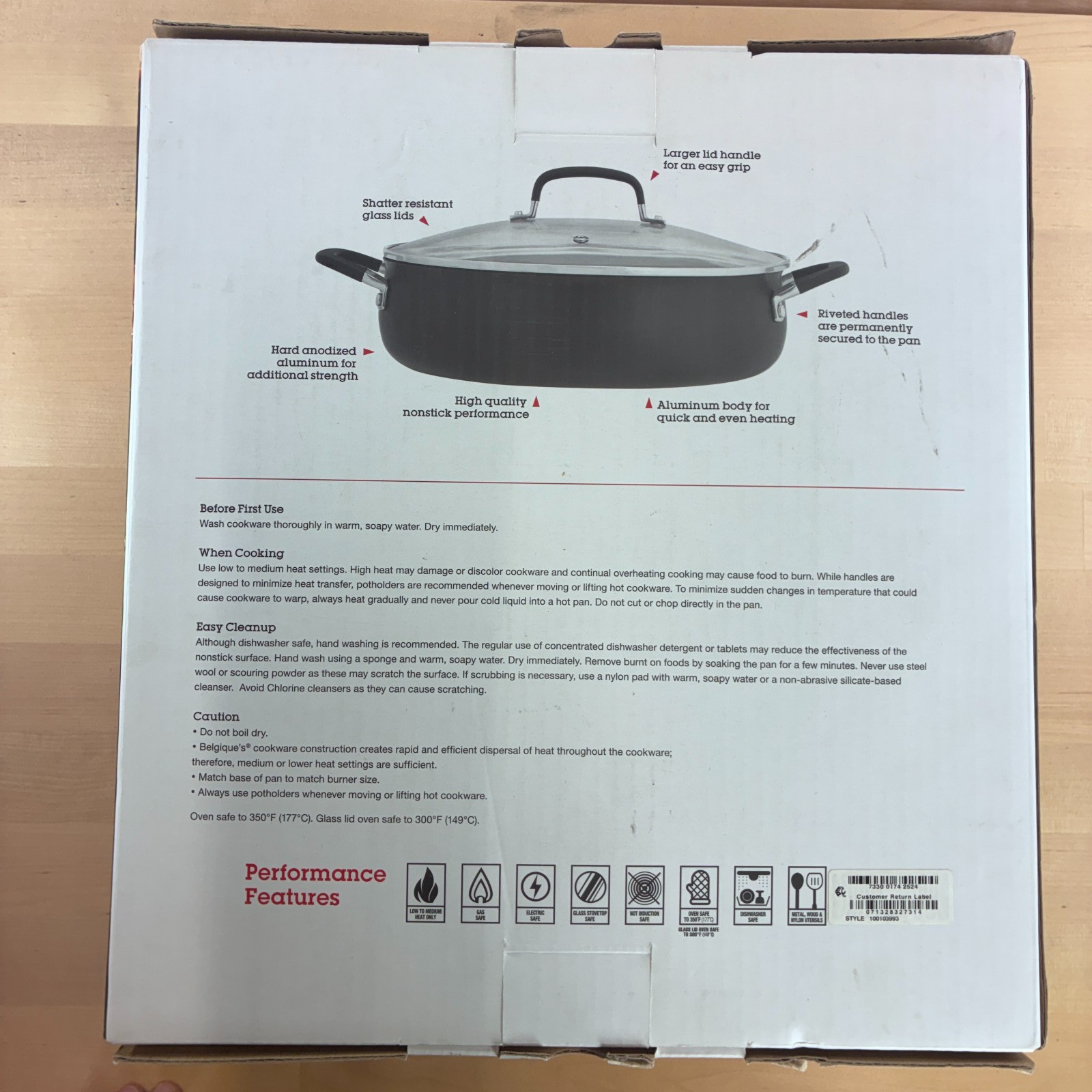 Belgique HS10820 5 Qt Hard Anodized Saute Pan Gray Nonstick Deep Skillet w/ Lid