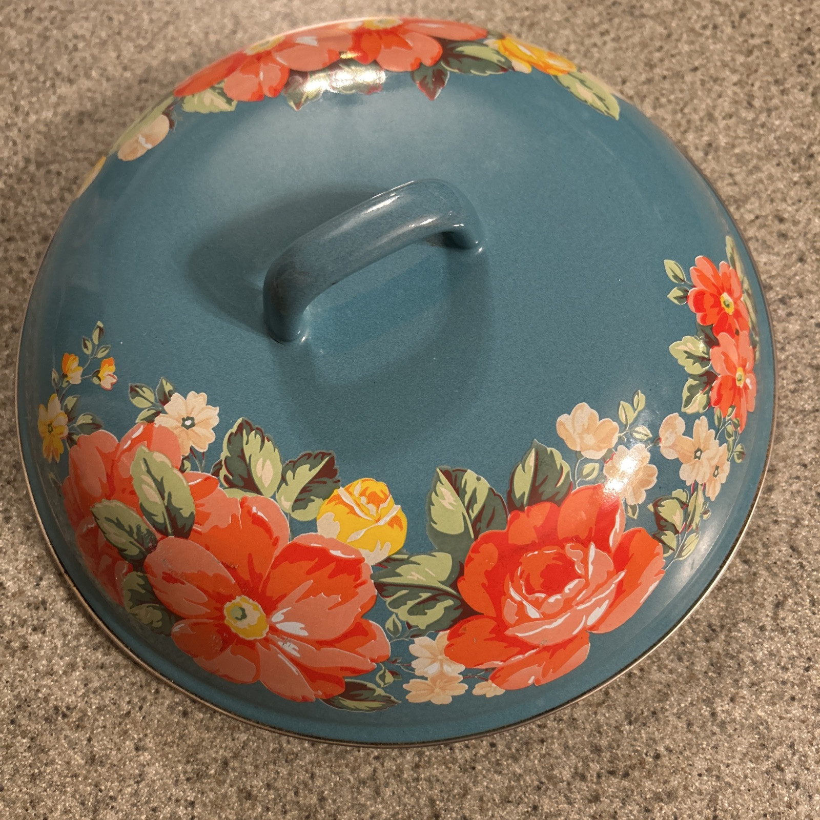 9 Inch Pioneer Woman 4 Quart Dutch Oven Enamel Metal Lid Floral For replacement