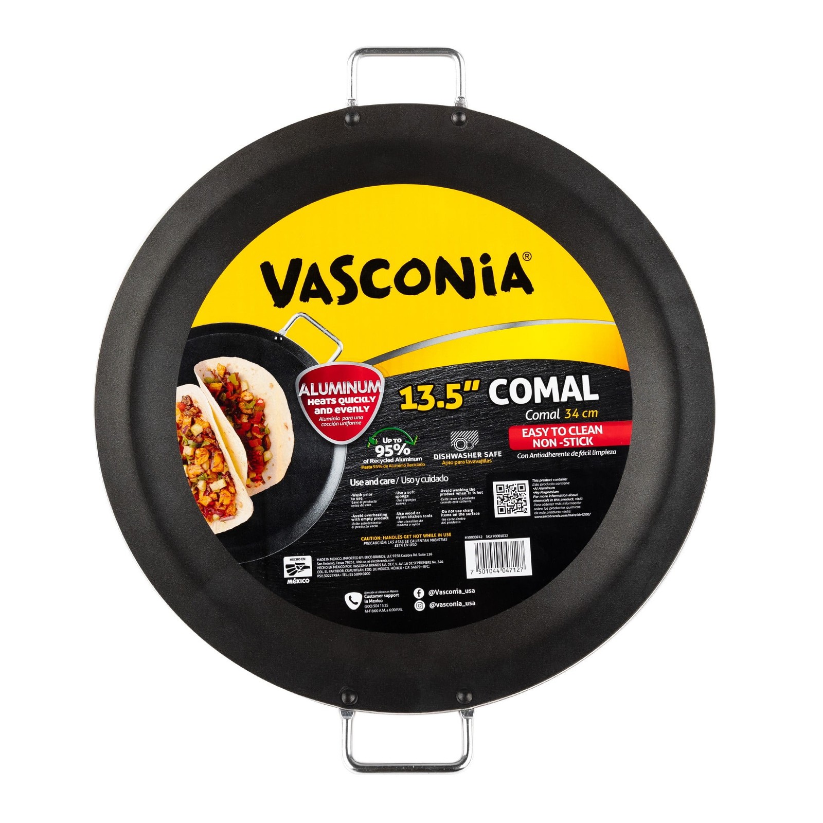 13.5 in Round Oven Safe Aluminum Grill Pan Rapid Heating Versatile Cooking