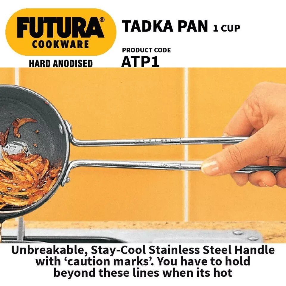 Futura Hard Anodised Fry Pan/Tadka Pan 1 Cup 10cm Spice Heating Pan Cookware