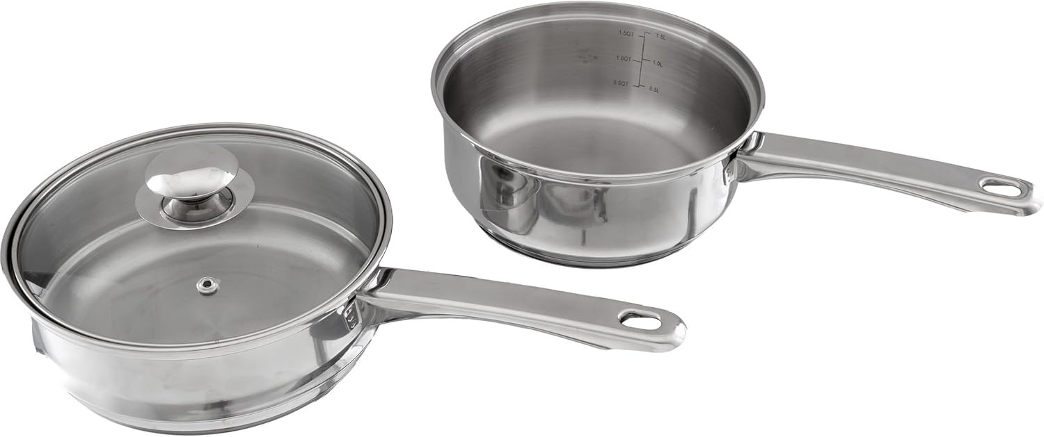 6 Cup Double Boiler Pot Set – 1.5 Quart Stainless-Steel Saucepan 2-in-1 with …