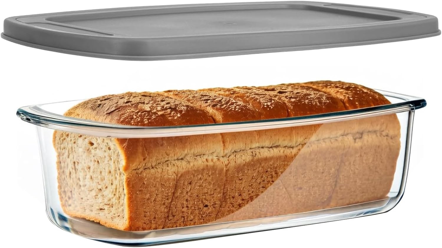 1Pa 1.9 Qt Glass Loaf Pan with Lids-Oven, Dishwasher, Freezer and