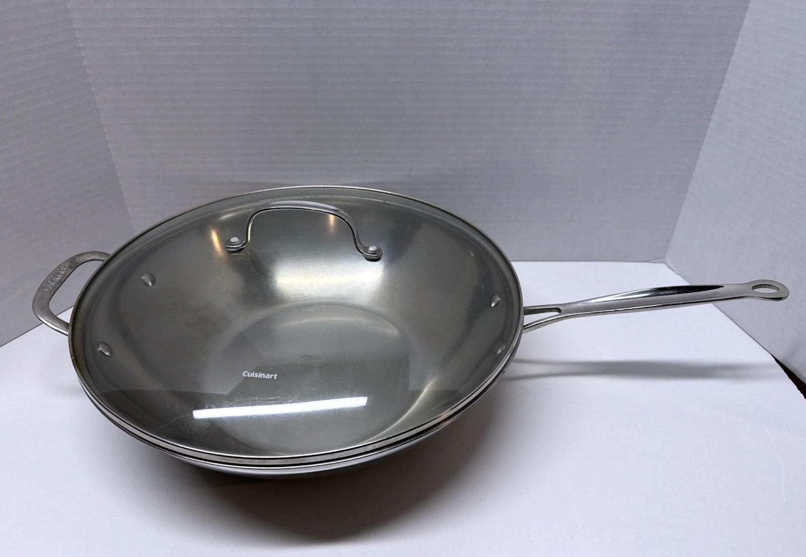 Cuisinart Model #726-38H Stir Fry Wok W/lid cover 14” -36cm Pan Stainless Steel