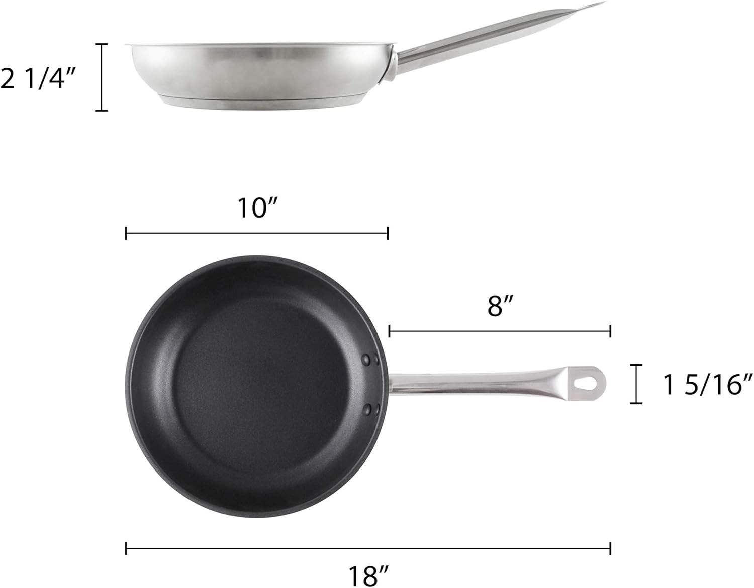 9 1/2″ 18/8 stainless steel fry pan quantum 2, comes in each