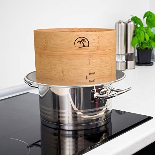 Bamboo Steamer Ring Adapter 8″ to 13″ | Stainless Steel for Dumplings & Veggies