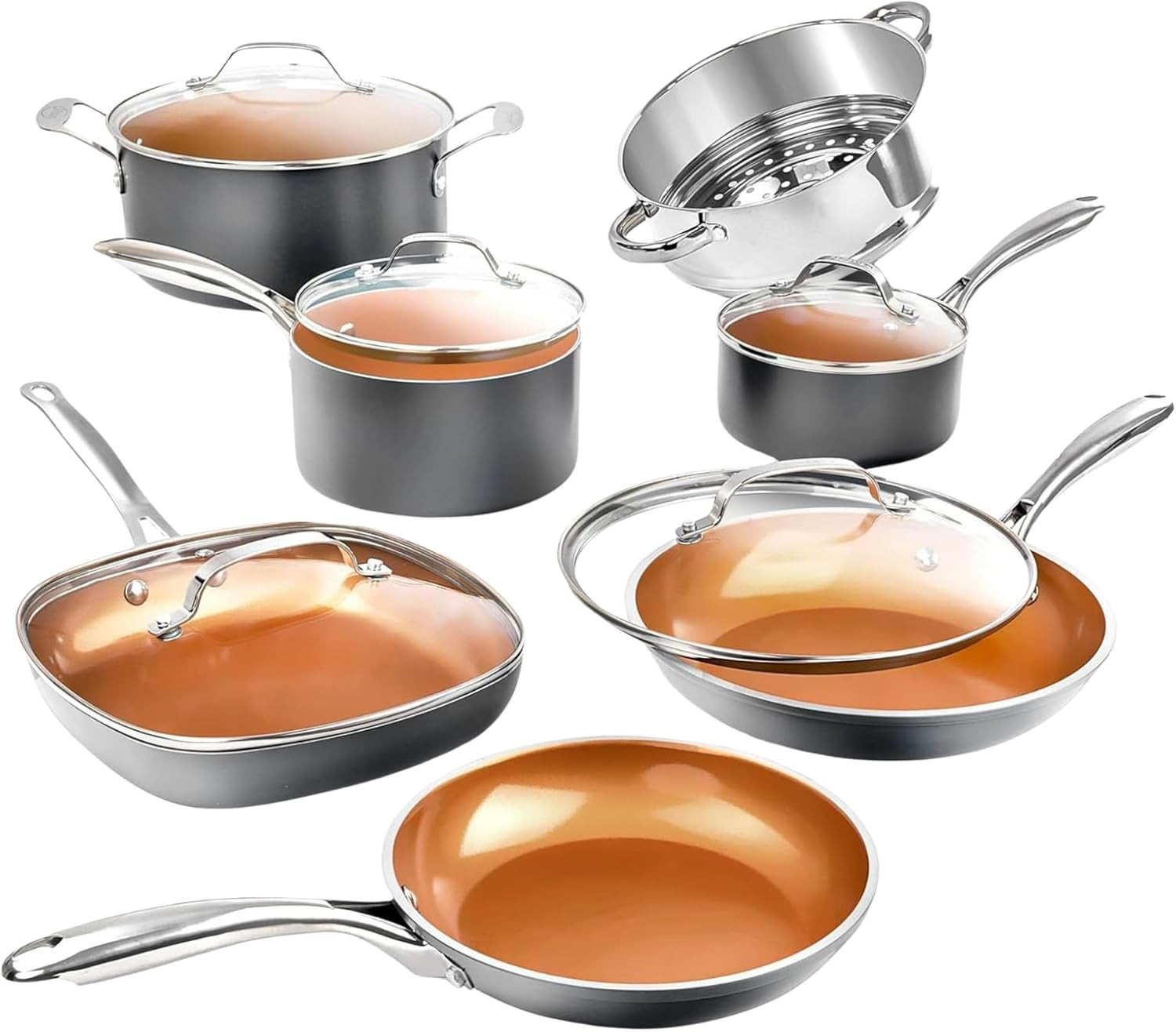 Gotham Steel 12 Pc Ceramic Cookware Set Nonstick, Ceramic Pots and Pans Set Non